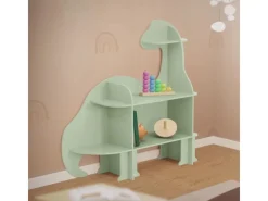 Outlet Joyz Kinderregal 3 Ebenen Dinosaurier aus Holz mit Offenen Regalen 110x31x110 cm