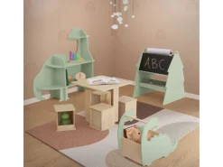 Outlet Joyz Kinderregal 3 Ebenen Dinosaurier aus Holz mit Offenen Regalen 110x31x110 cm