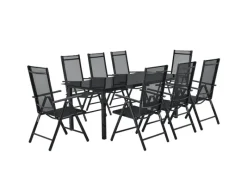 Sale Juskys Aluminium Gartengarnitur Milano 9 Teilig mit Tisch und 8 Stühlen Dunkelgrau