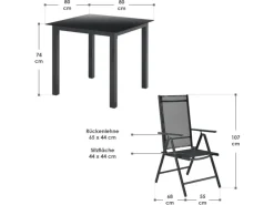 Hot Juskys Aluminium Gartengarnitur Milano 5 Teilig mit Tisch und 4 Stühlen Dunkelgrau
