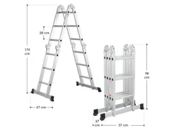 Juskys Aluminium Multifunktionsleiter 3,6m Tragfähigkeit bis 150 kg