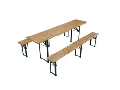 Juskys Bierzeltgarnitur Passau 3 teilig klappbar mit lackiertem Tannenholz 220 cm