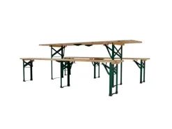 Juskys Bierzeltgarnitur Passau 3 teilig klappbar mit lackiertem Tannenholz 220 cm