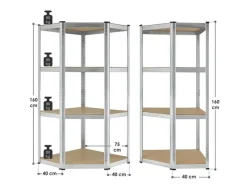 Online Juskys Eckregal Lagerregal Corner Easy 160 x 75 x 40 bis 75 cm Silber