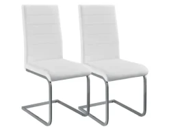 Hot Juskys Freischwinger Stuhl Vegas 2er Set aus Kunstleder Weiß
