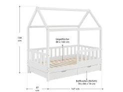 Juskys Kinderbett Marli 80 x 160 cm mit Bettkasten