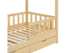 Sale Juskys Kinderbett Marli 80 x 160 cm mit Bettkasten und Matratze Natur