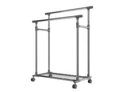 Best Juskys Kleiderständer aus Metall 360 Grad Frei Drehbare Räder Silber Grau