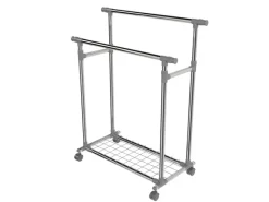 Best Juskys Kleiderständer aus Metall 360 Grad Frei Drehbare Räder Silber Grau