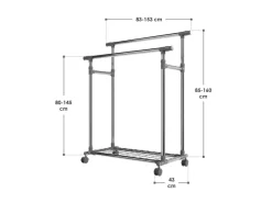 Best Juskys Kleiderständer aus Metall 360 Grad Frei Drehbare Räder Silber Grau