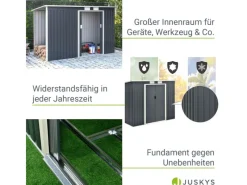 New Juskys Metall Geräteschuppen M mit Unterstand Links Anthrazit