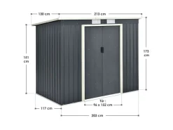 New Juskys Metall Geräteschuppen M mit Unterstand Links Anthrazit