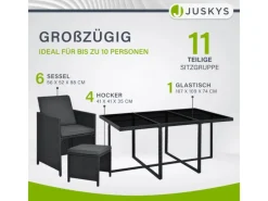Online Juskys Polyrattan Essgruppe Baracoa XL 11 Teilig Schwarz