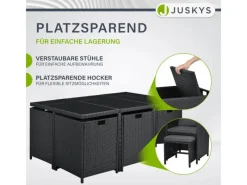 Online Juskys Polyrattan Essgruppe Baracoa XL 11 Teilig Schwarz