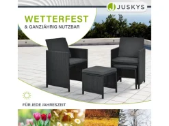 Online Juskys Polyrattan Essgruppe Baracoa XL 11 Teilig Schwarz