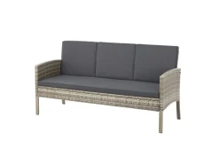 Juskys Polyrattan Gartenmöbel Sitzgruppe Turin Grau Meliert Grau-Meliert