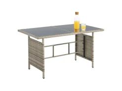 Juskys Polyrattan Gartenmöbel Sitzgruppe Turin Grau Meliert Grau-Meliert