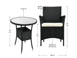 Discount Juskys Polyrattan Gartenmöbel Balkon Set Bayamo in Schwarz mit Bezügen in Beige Schwarz-Beige