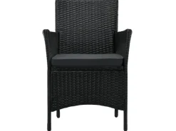 Juskys Polyrattan Gartenmöbel Balkon Set Bayamo in Schwarz mit Bezügen in Dunkelgrau