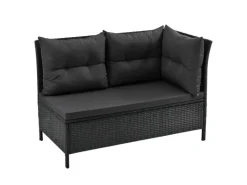 Juskys Polyrattan Gartenmöbel Lounge Manacor Schwarz mit Bezügen in Dunkelgrau