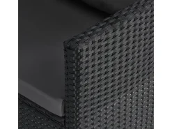 Juskys Polyrattan Gartenmöbel Lounge Manacor Schwarz mit Bezügen in Dunkelgrau