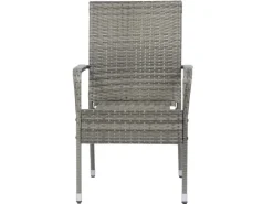 Juskys Polyrattan Gartenstühle Yoro 6er Set Stapelbar mit Armlehnen Grau Meliert