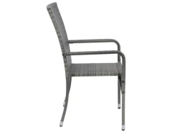 Juskys Polyrattan Gartenstühle Yoro 6er Set Stapelbar mit Armlehnen Grau Meliert