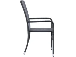 Juskys Polyrattan Gartenstühle Yoro 4er Set Stapelbar mit Armlehnen