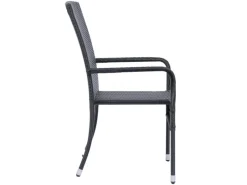 Juskys Polyrattan Gartenstühle Yoro 8er Set Stapelbar mit Armlehnen