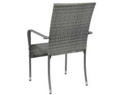 Juskys Polyrattan Gartenstühle Yoro 4er Set Stapelbar mit Armlehnen Grau Meliert