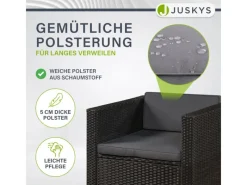 Discount Juskys Polyrattan Lounge Sitzgarnitur Punta Cana L Schwarz mit Bezügen in Dunkelgrau Schwarz-Dunkelgrau