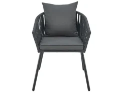 Outlet Juskys Rope Stühle 2er Set mit Sitz und Rückenkissen Dunkelgrau