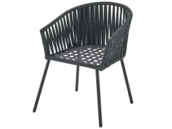 Outlet Juskys Rope Stühle 2er Set mit Sitz und Rückenkissen Dunkelgrau