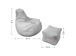 Juskys Sitzsack Chillex mit Hocker L in Stoff Cord