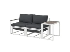 Juskys Sofa Set Gartenmöbel Bari mit Bezügen in Dunkelgrau