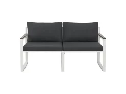 Juskys Sofa Set Gartenmöbel Bari mit Bezügen in Dunkelgrau