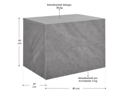 Juskys Wandschrank Nachttisch 40x29x30 cm mit 2 Schubladen optik