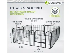 Hot Juskys Welpenauslauf aus Metall 80 x 60 cm 8 Teilig