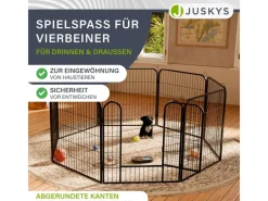 Juskys Welpenauslauf Plus aus Metall mit Doppelt Verriegelbarer Tür 8 Teilig