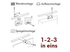 kalb LED Badleuchte Spiegellampe Aufbauleuchte für Spiegel Schrank Oder Wand 230VAC IP44 Chrom 4000K 45cm Länge