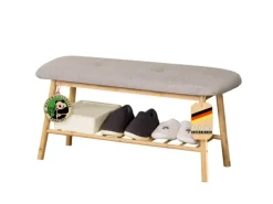 Discount Karat Bambus Sitzbank Montana Schuhregal mit Stauraum und Sitzkomfort 34 x 90 x 45 cm