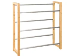 Karat Bambus-Flaschenkastenständer Flash - Robustes Lagerregal für Büro, Küche, Garage oder Flur - 112 x 106 x 32 cm