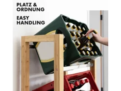 Karat Bambus-Flaschenkastenständer Flash - Robustes Lagerregal für Büro, Küche, Garage oder Flur - 112 x 106 x 32 cm