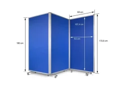 Karat Filz Stellwand Dreiteilige Trennwand mit Rollen Doppelseitig 180 x 180 cm
