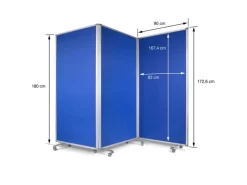 Karat Filz Stellwand Dreiteilige Trennwand mit Rollen Doppelseitig 180 x 180 cm