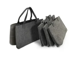 New Karat Filztasche Conny Kaminholztasche 4er Set Einkaufstasche Faltbar Anthrazit