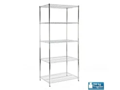 Karat Gitterregal Everest 350 kg Belastbarkeit 5 Böden Verchromt 90 x 45 x 200 cm