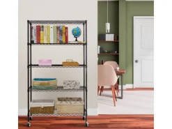 Karat Gitterregal Maya mit Rollen und Feststellbremse 5 Böden 89 x 34 x 150 cm