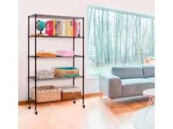 Karat Gitterregal Maya mit Rollen und Feststellbremse 5 Böden 89 x 34 x 150 cm