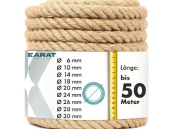 New Karat Juteseil Ø 6 mm Kletterseil Extra Stark Universell Einsetzbar Länge 25 Meter